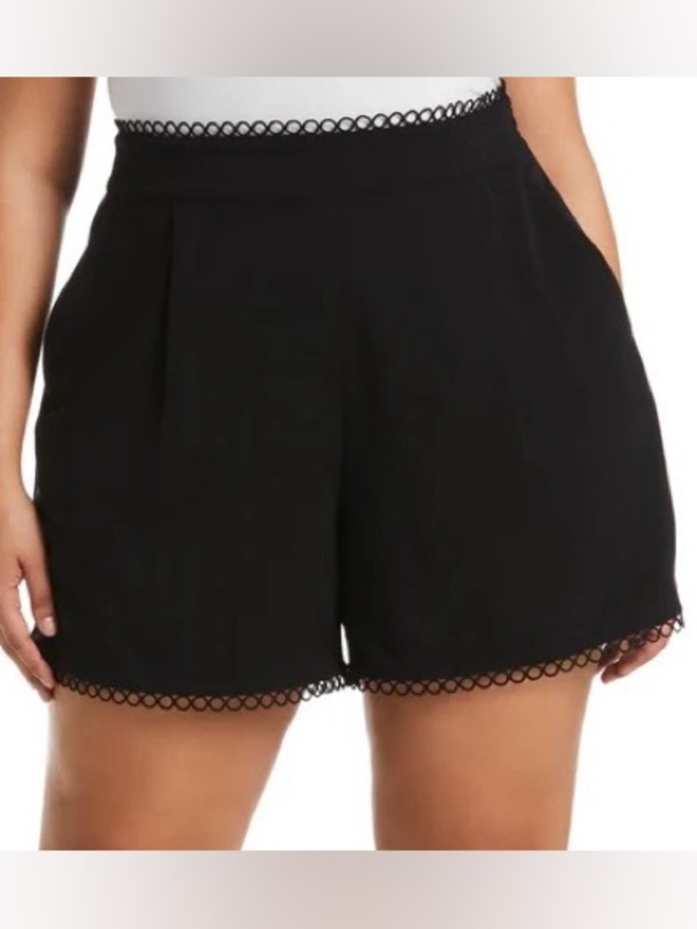 Rafaella Women's Short Black 18W Loop Trim Shapes Flattens Lifts  Pockets New